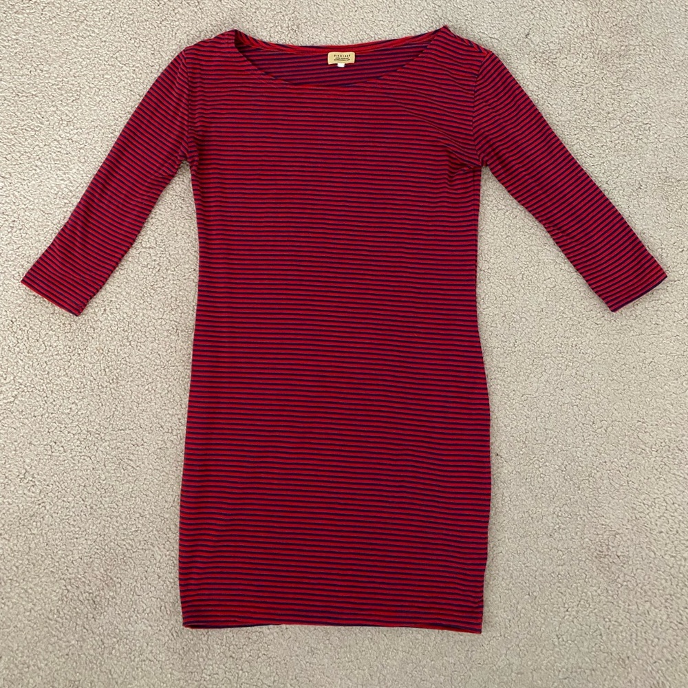Red and blue striped mini dress